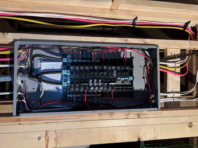New construction residential 200 amp main panel installed during rough-in