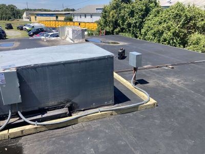 Commercial rooftop HVAC electrical retrofit with new disconnect and feeder