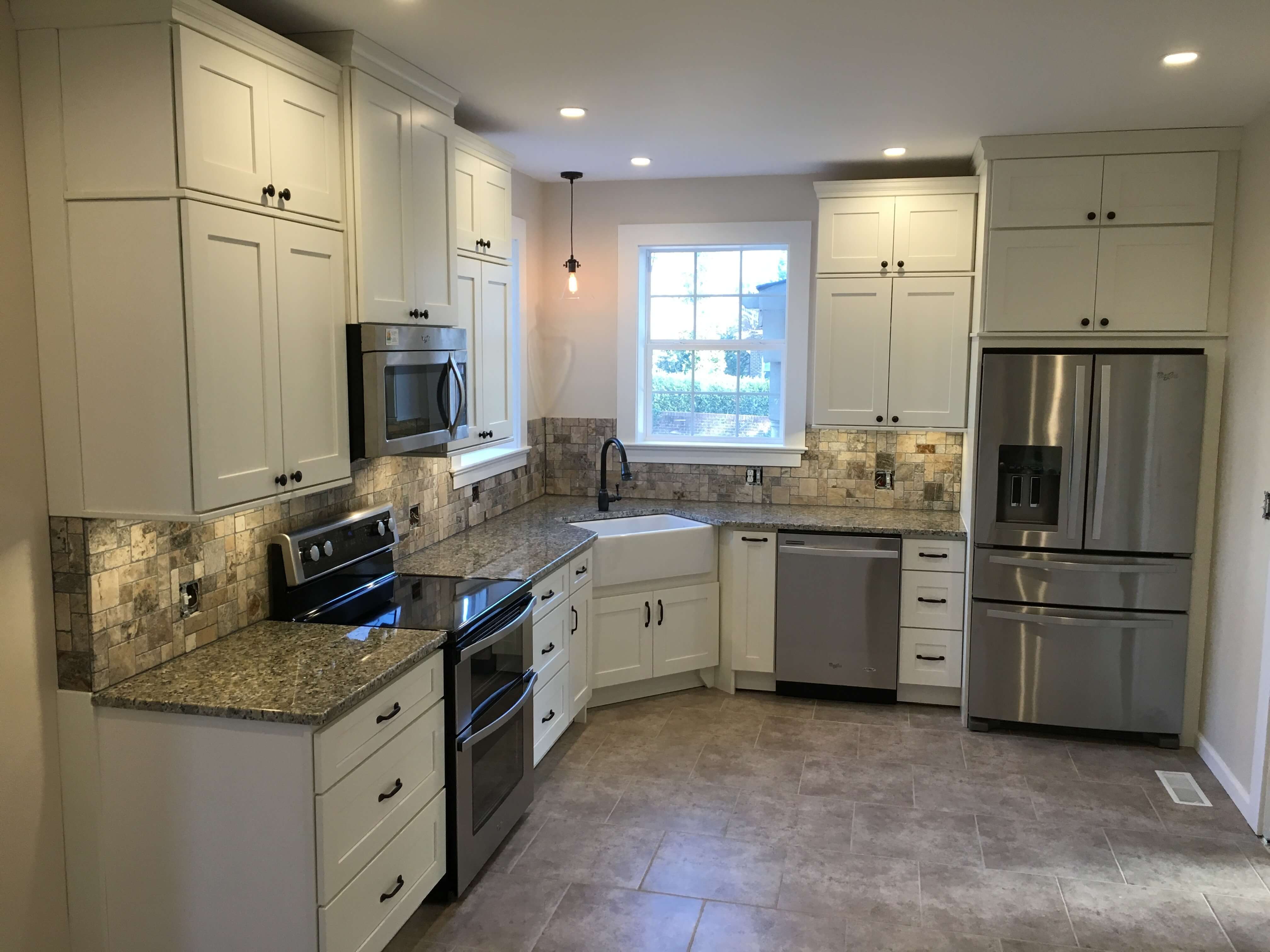 Full kitchen electrical upgrade with recessed lighting, pendant fixture, and appliance circuits