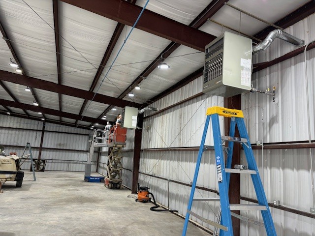 Commercial warehouse heater electrical installation